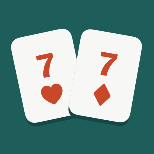 Tandem app icon: a seven of hearts and a seven of diamonds on a teal table